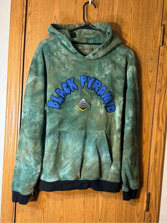 Black Pyramid Other - Black Pyramid Green Tie-Dye Hoodie with Blue Chenille Logo